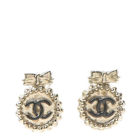 chanel cc bow earrings